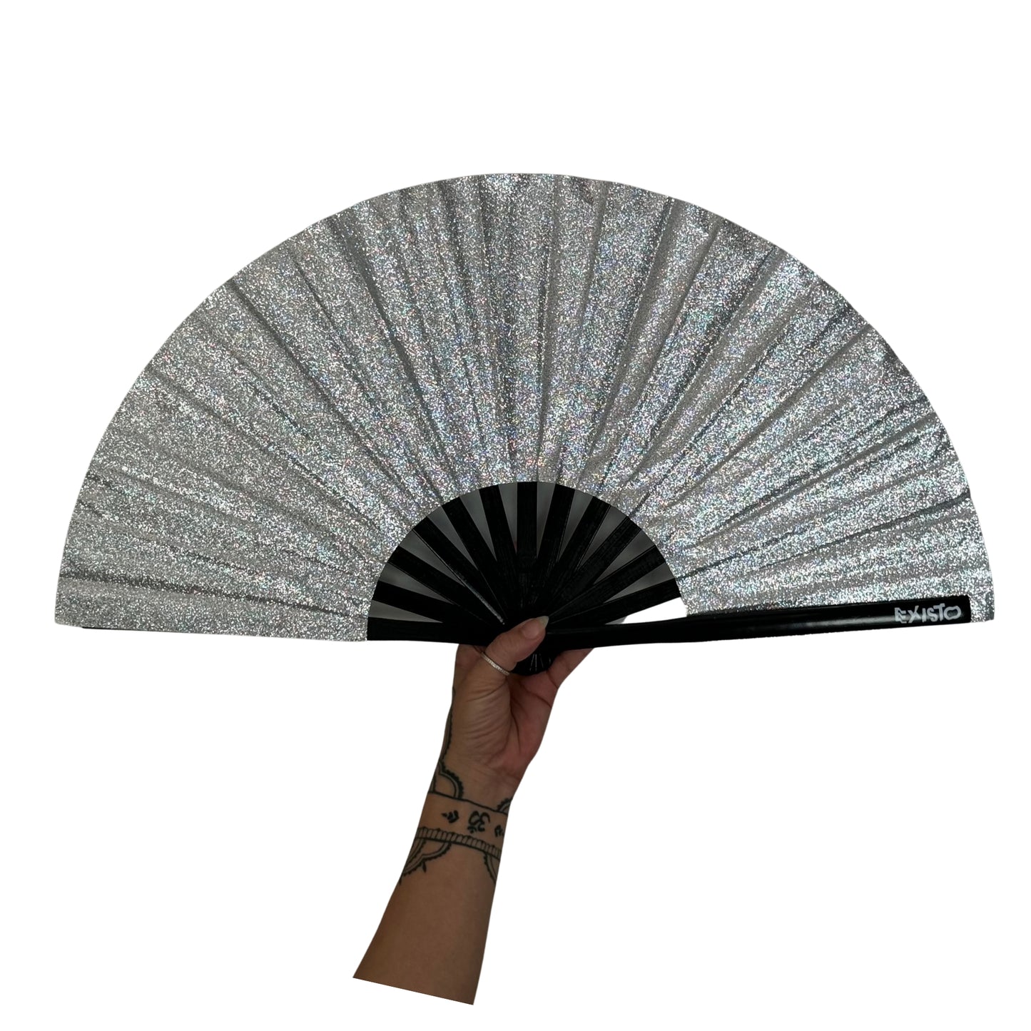 ABANICO GLITER PLATA