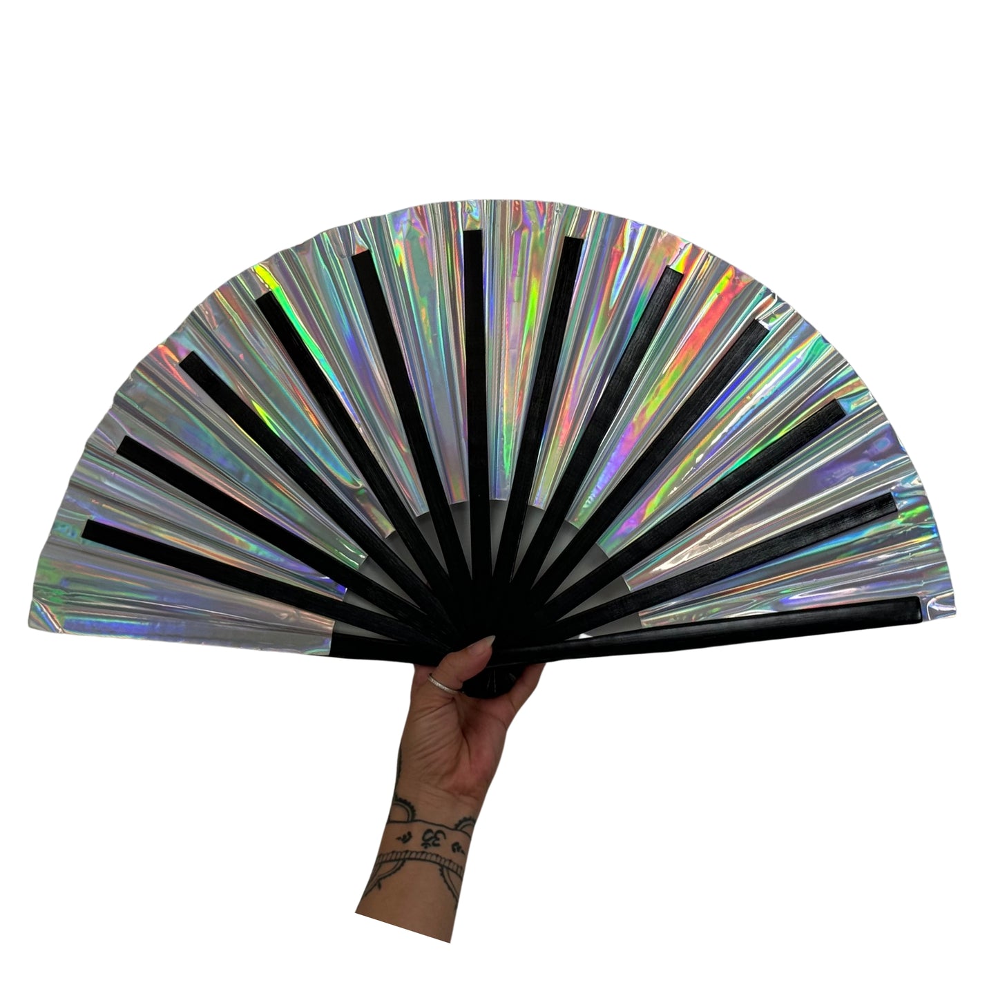 ABANICO HOLOGRAFICO PLATA