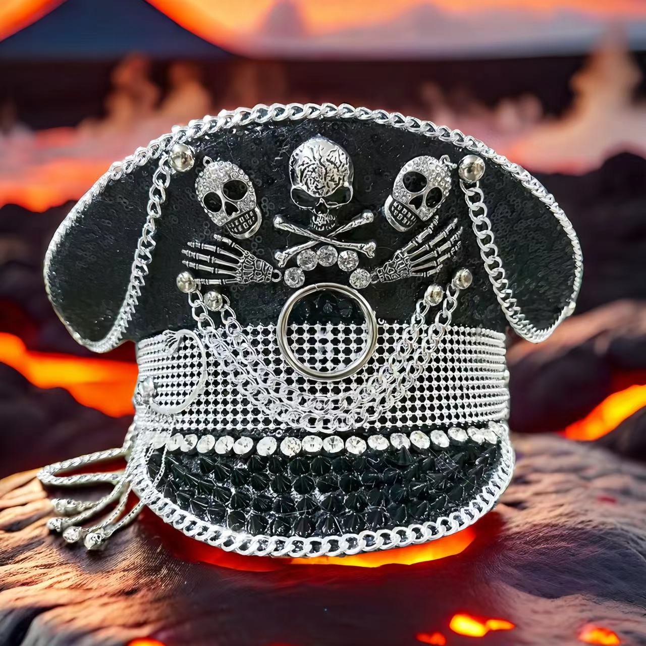 SOMBRERO MILITAR CALAVERAS Negro