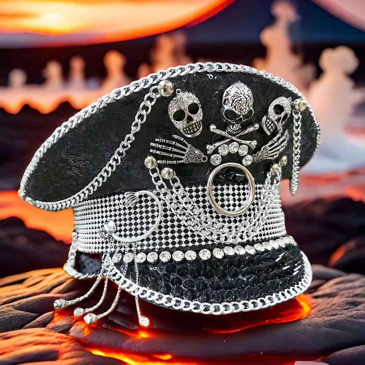 SOMBRERO MILITAR CALAVERAS Negro