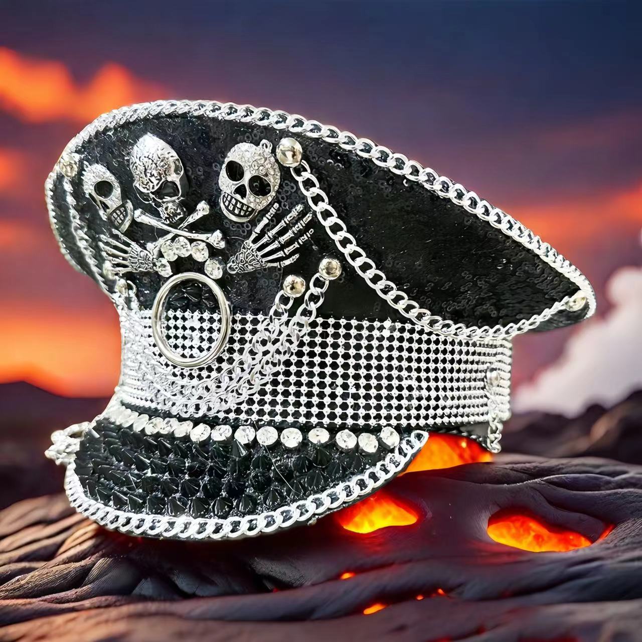 SOMBRERO MILITAR CALAVERAS Negro