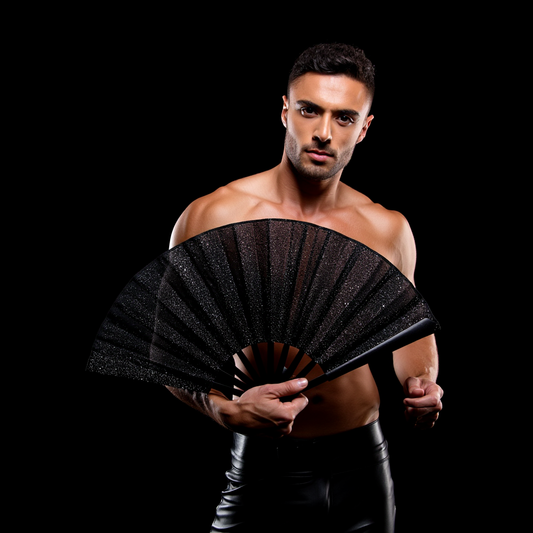ABANICO GLITER NEGRO