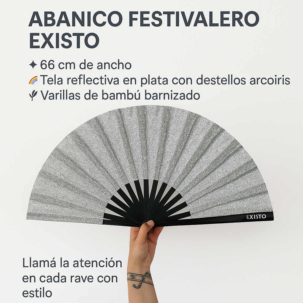 ABANICO GLITER PLATA