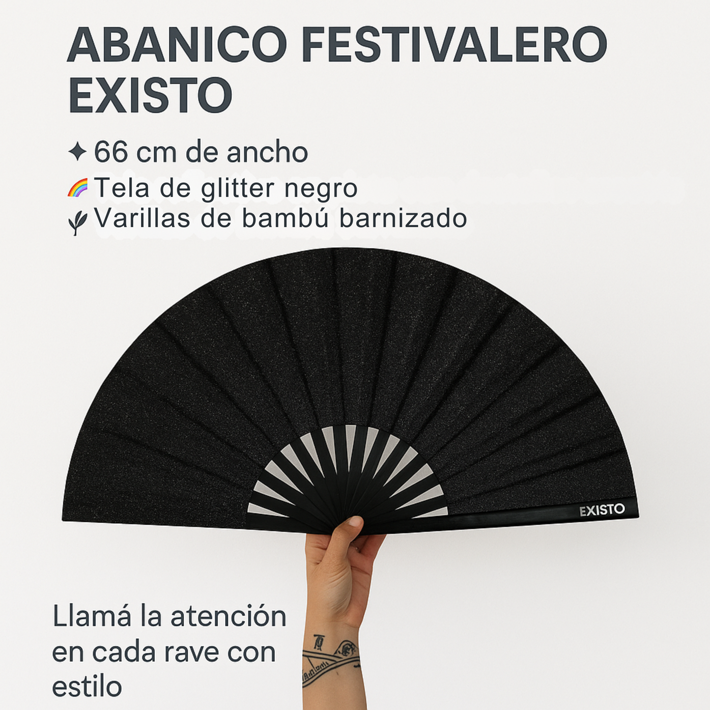 ABANICO GLITER NEGRO