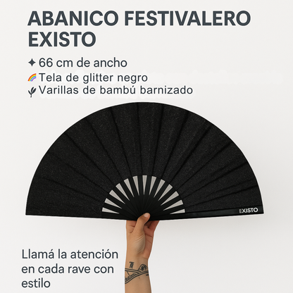 ABANICO GLITER NEGRO