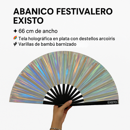 ABANICO HOLOGRAFICO PLATA